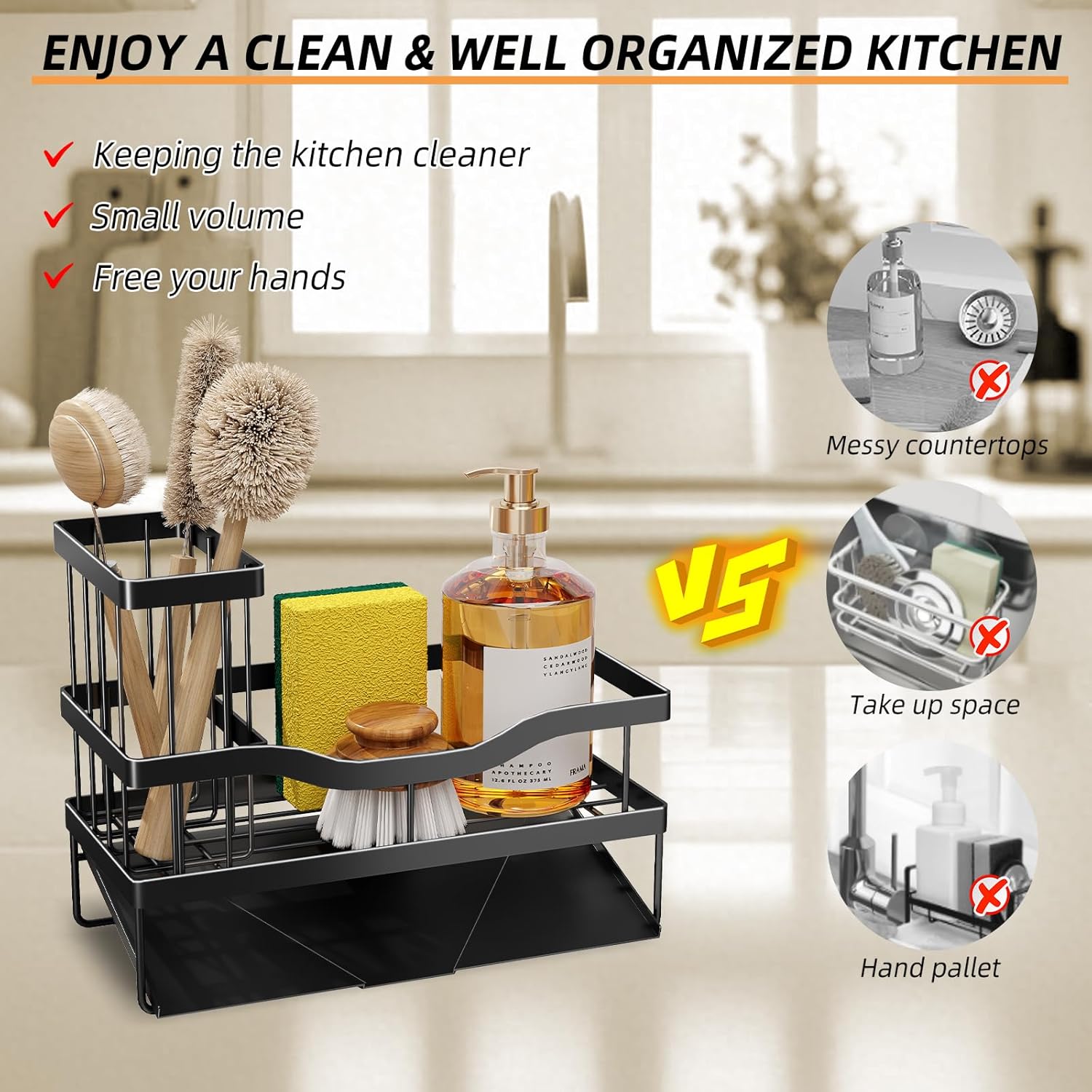 Thumbnail 4 de Mecyfaty Kitchen Sink Sponge Holder with Self-Drain Tray