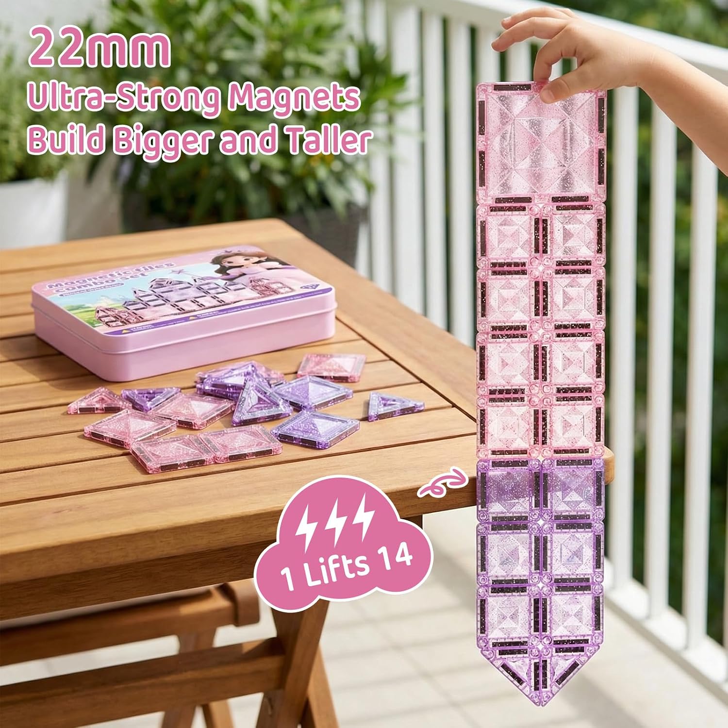 Detalle de Magnetic building tiles, 42-piece set