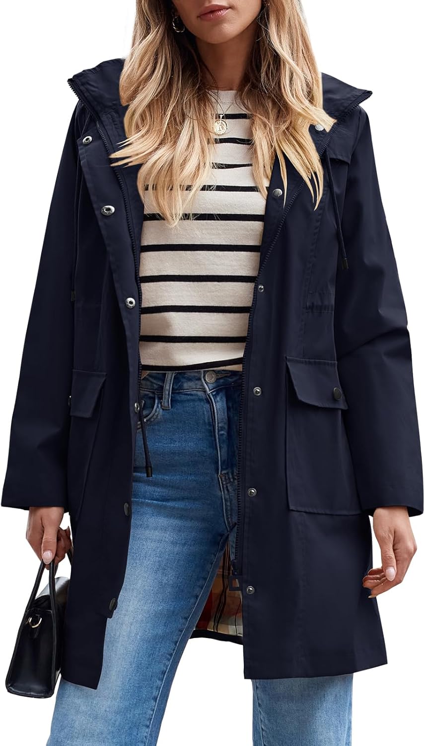 Thumbnail 6 de SaphiRose Women’s Waterproof Rain Jacket Long Hooded Raincoat Trench Coat