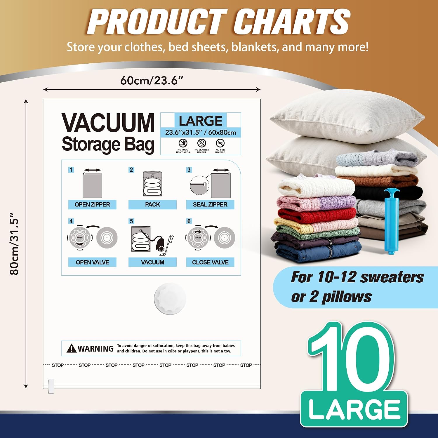 Thumbnail 1 de Storage Master Space Saver Bags 10 Large