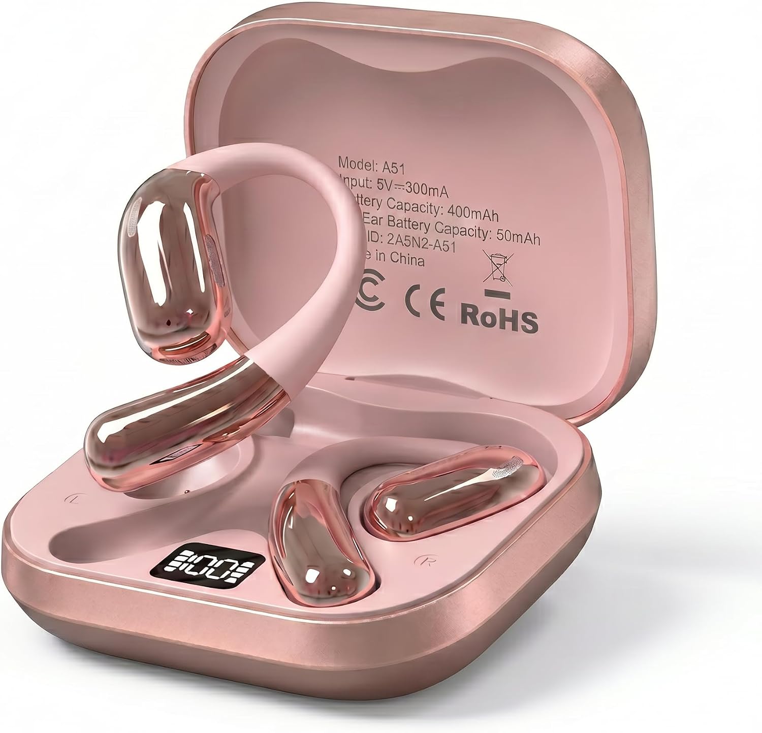Detalle de Tuemvia FWC-LYEJ-R Open-Ear Headphones, Rose Gold, 35-Hour Playtime