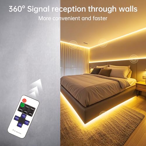 Detalle de PSTAR Cob Tira LED 4M Blanco Cálido 2700K Regulable con Fuente y Control Remoto | Lámpara decorativa para dormitorio, cocina y hogar