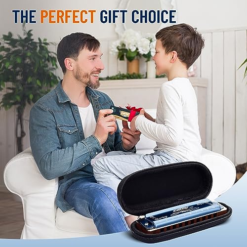 Detalle de East top Harmonica Key of C, 10 Holes Diatonic Mouth Organ with Blue Case