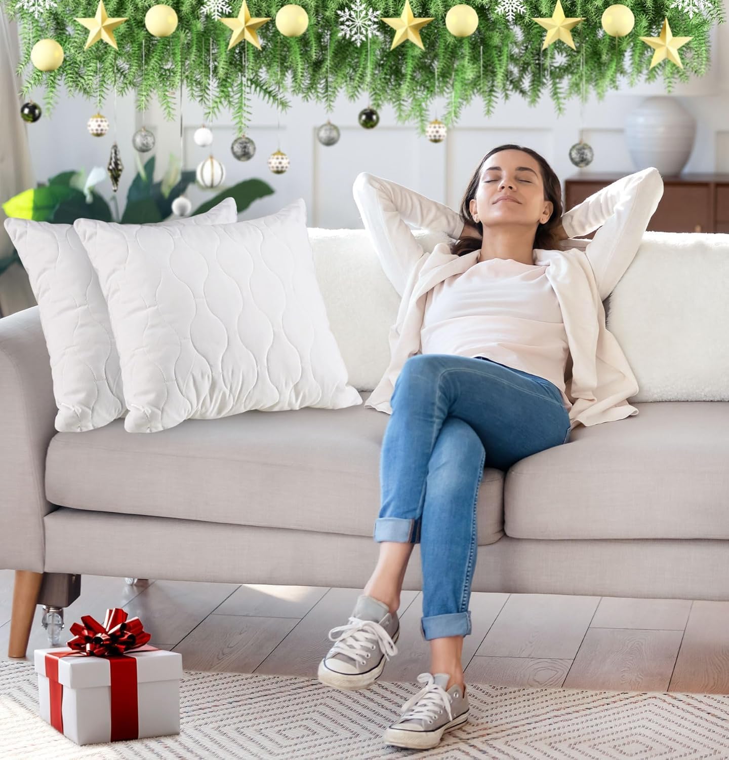 Thumbnail 1 de Utopia Bedding Kopfkissen 50x50 cm (2er Set) – Gestepptes, weiches Kissen für Sofa und Bett