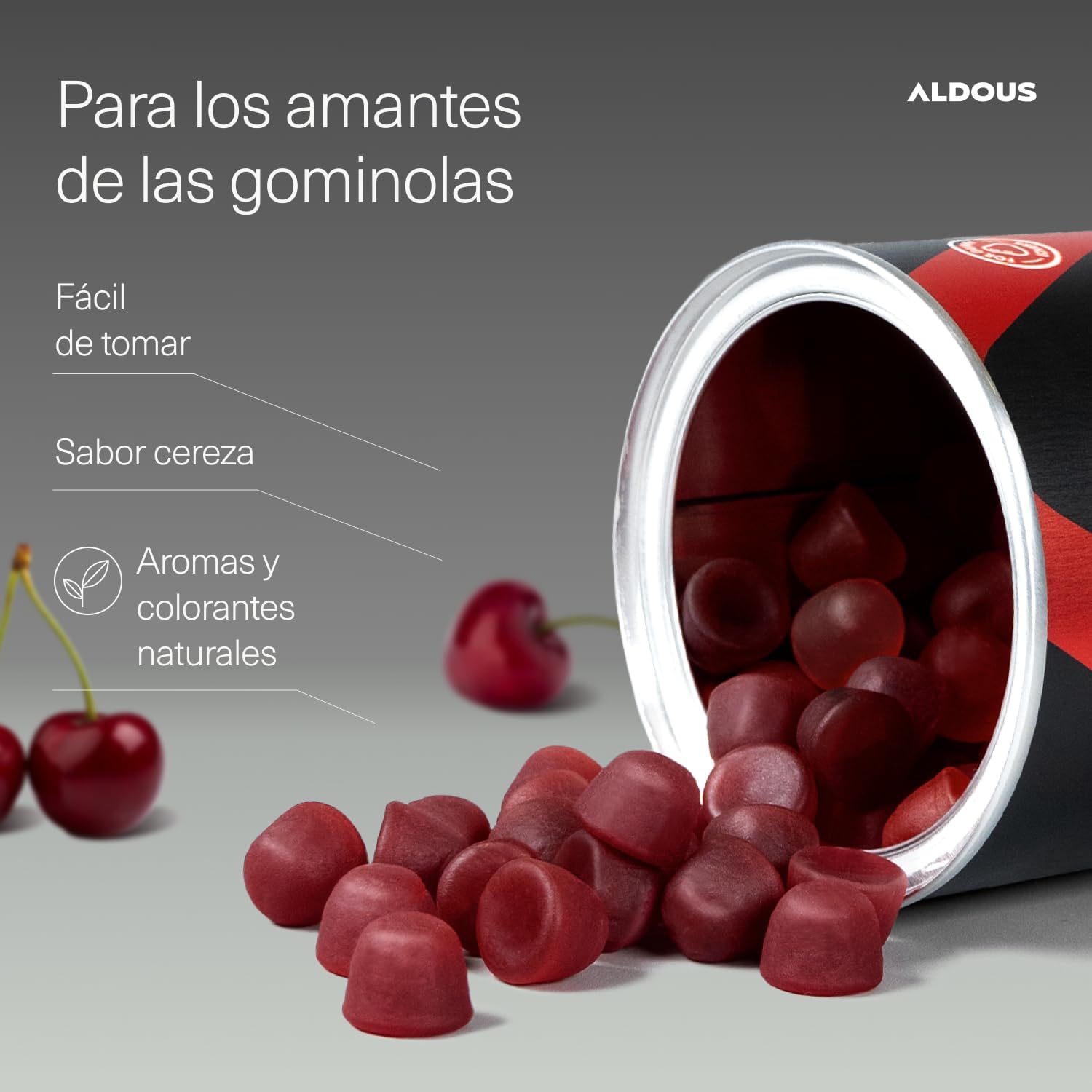 Detalle de Aldous Bio Ashwagandha Gominolas - 120 Gummies Sabor Cereza | KSM-66 y Relajación Natural