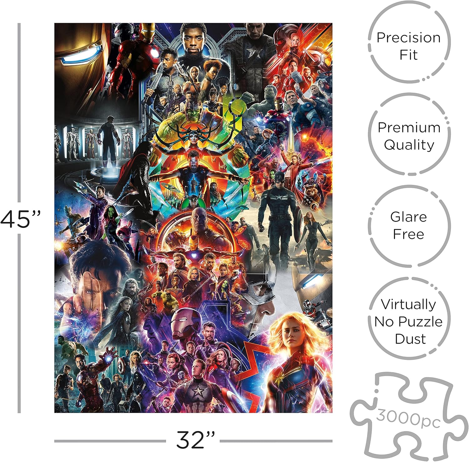 Thumbnail 1 de AQUARIUS 68517 Marvel MCU Collage Avengers Jigsaw Puzzle, Berry, One Size