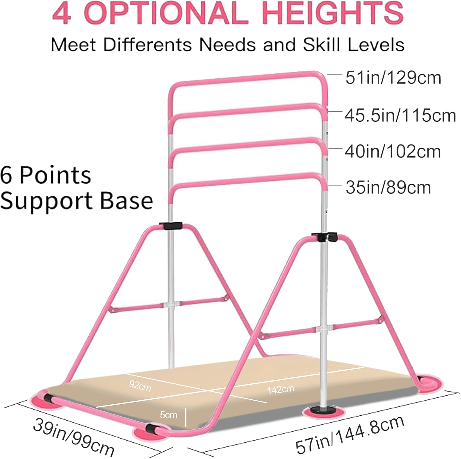 Detalle de EVERYMILE Gymnastics Bars With Self-Inflating Mat: Home Training Bar with Adjustable Height