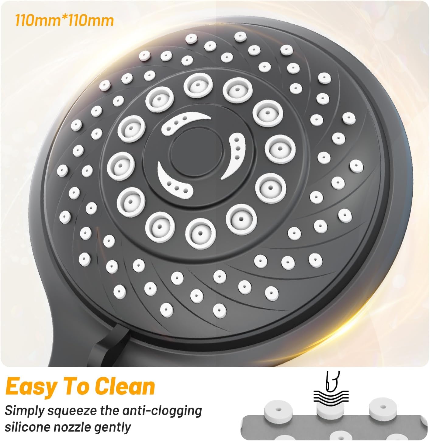 Thumbnail 4 de VEHHE LDDGCA-BLK Handheld Shower Head, 6 Spray Modes, Black