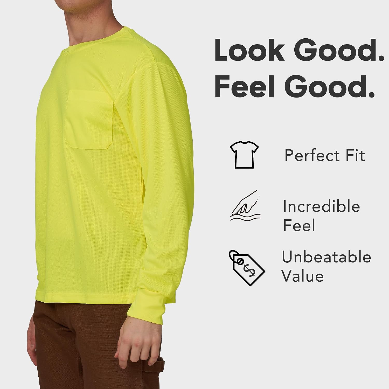 Detalle de A-SAFETY High-Visibility Custom-Logo Long-Sleeve T-Shirt, XS–6XL