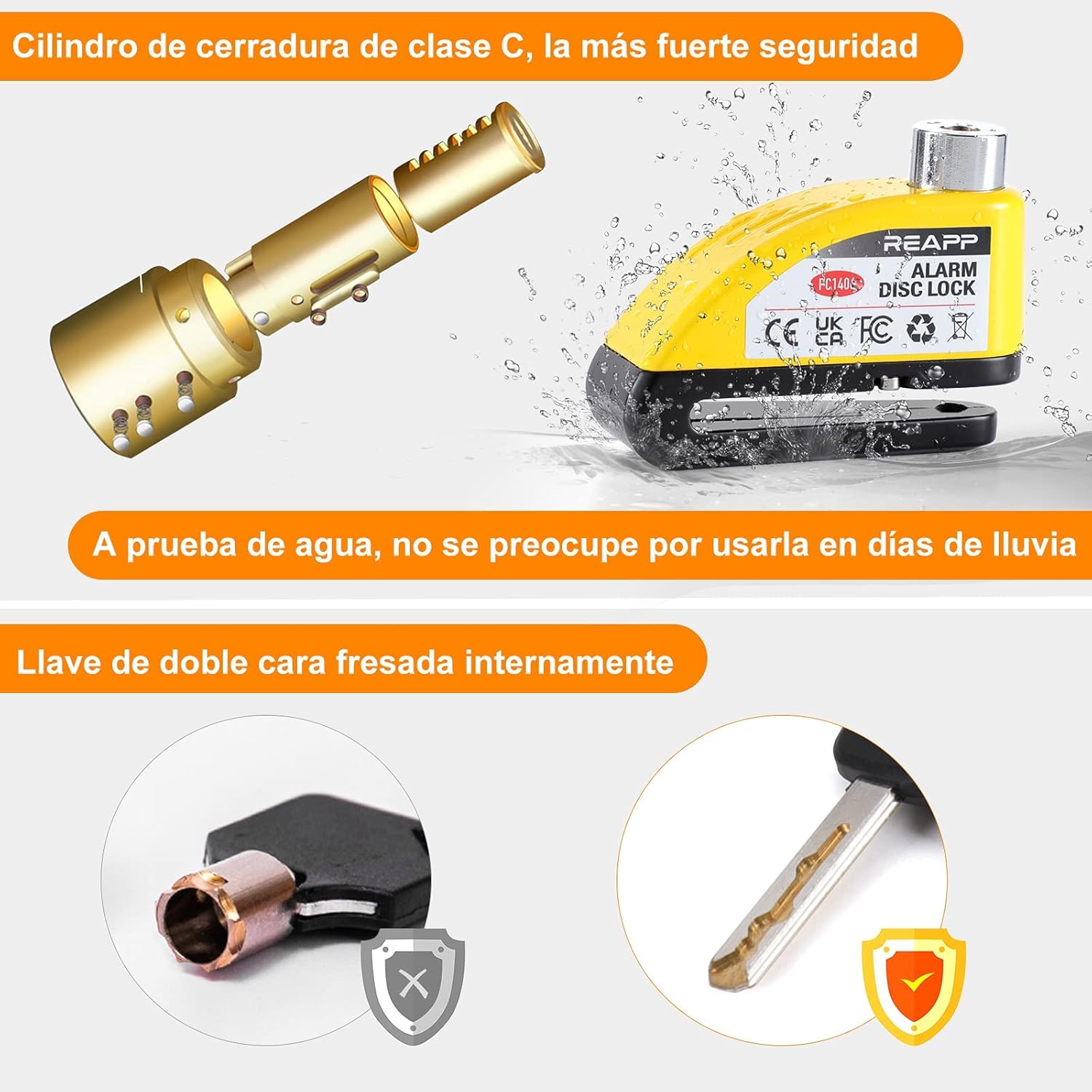 Thumbnail 6 de REAPP Candado Moto Disco con Alarma 110dB