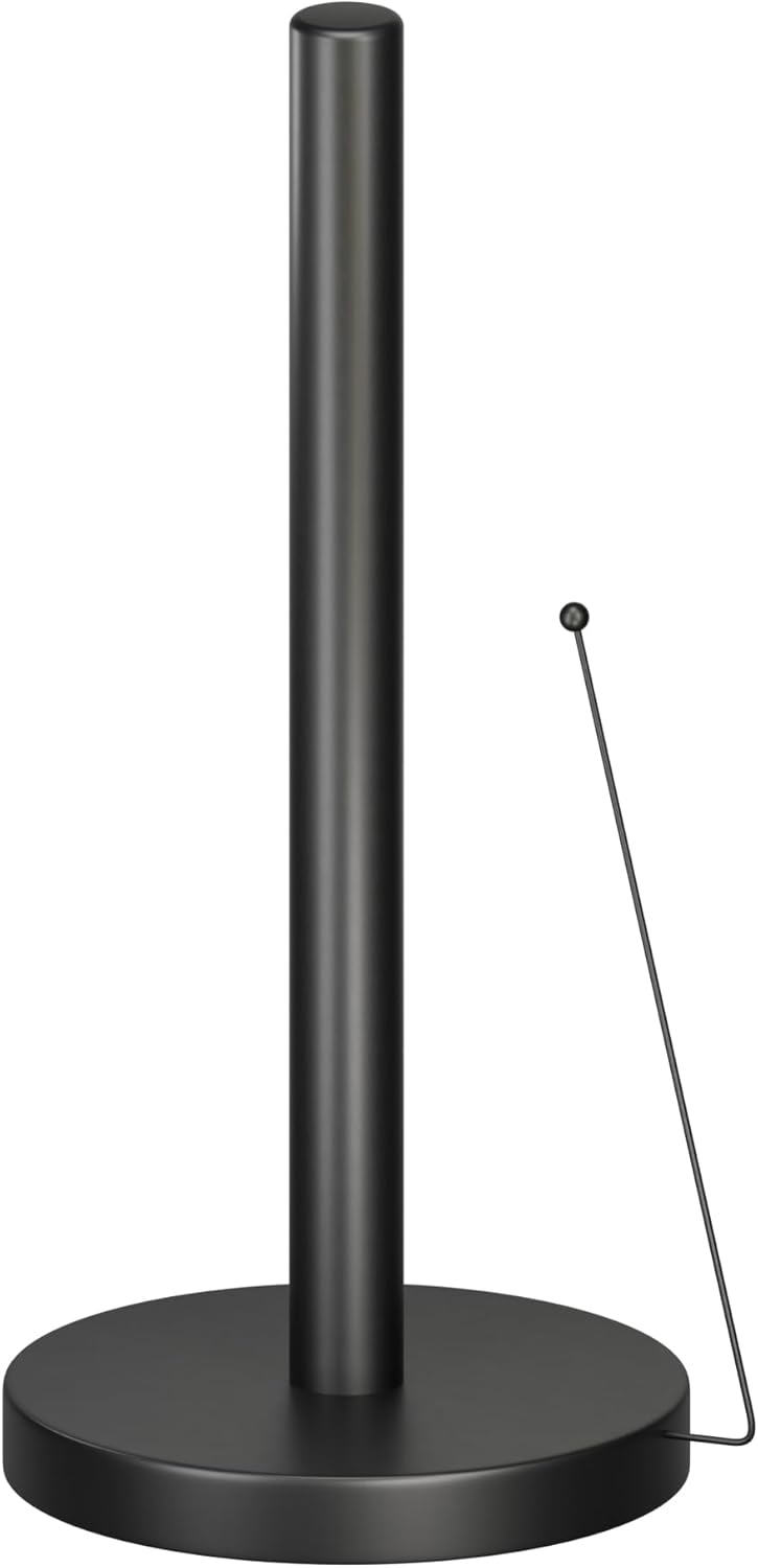 Minismus Küchenrollenhalter Stehend – Anti-Roll Arm, stabiler Stand, ohne Bohren (Schwarz)