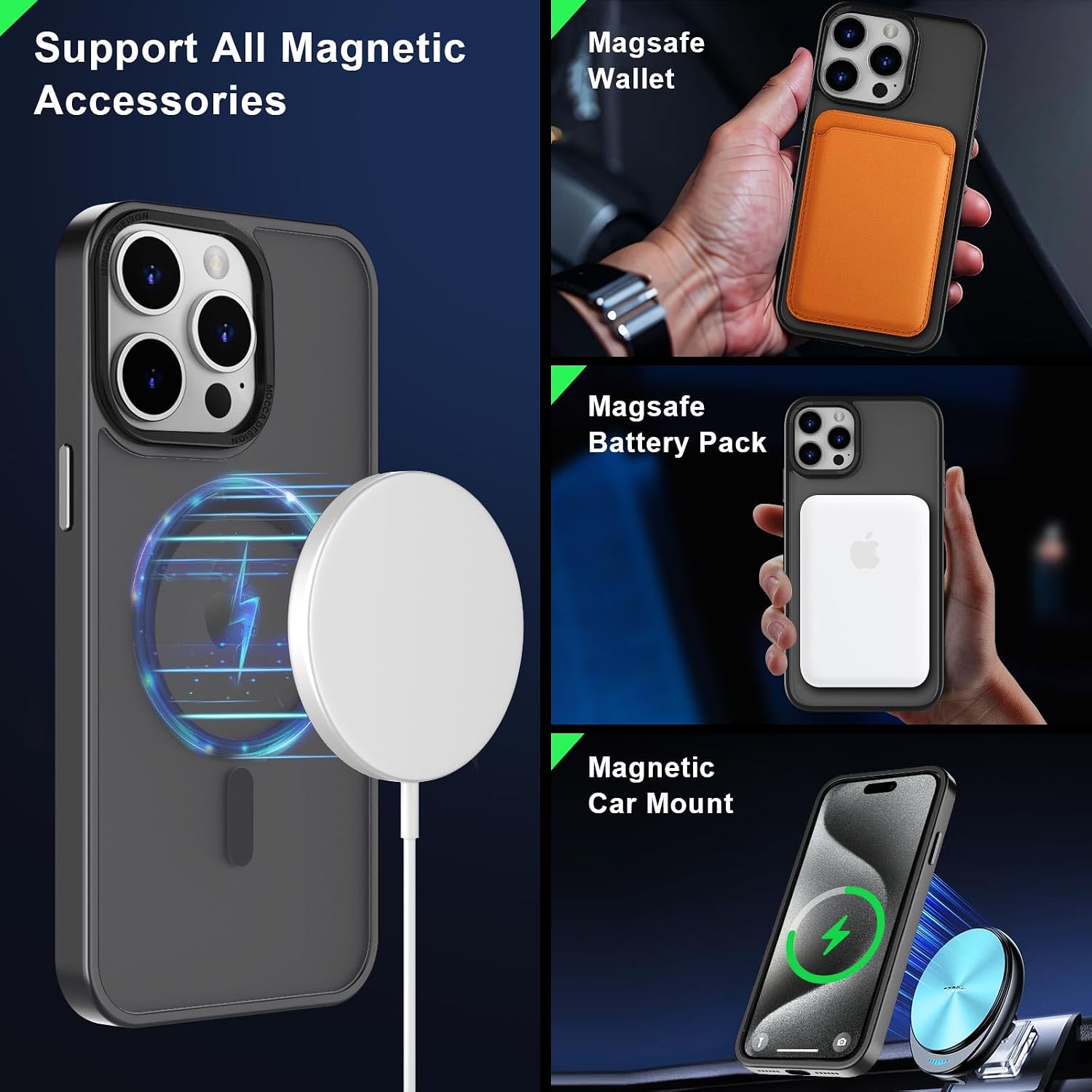 Detalle 2 de MOCCA iPhone 15 Pro Max Magnetic Case, Titanium Black, MagSafe Compatible