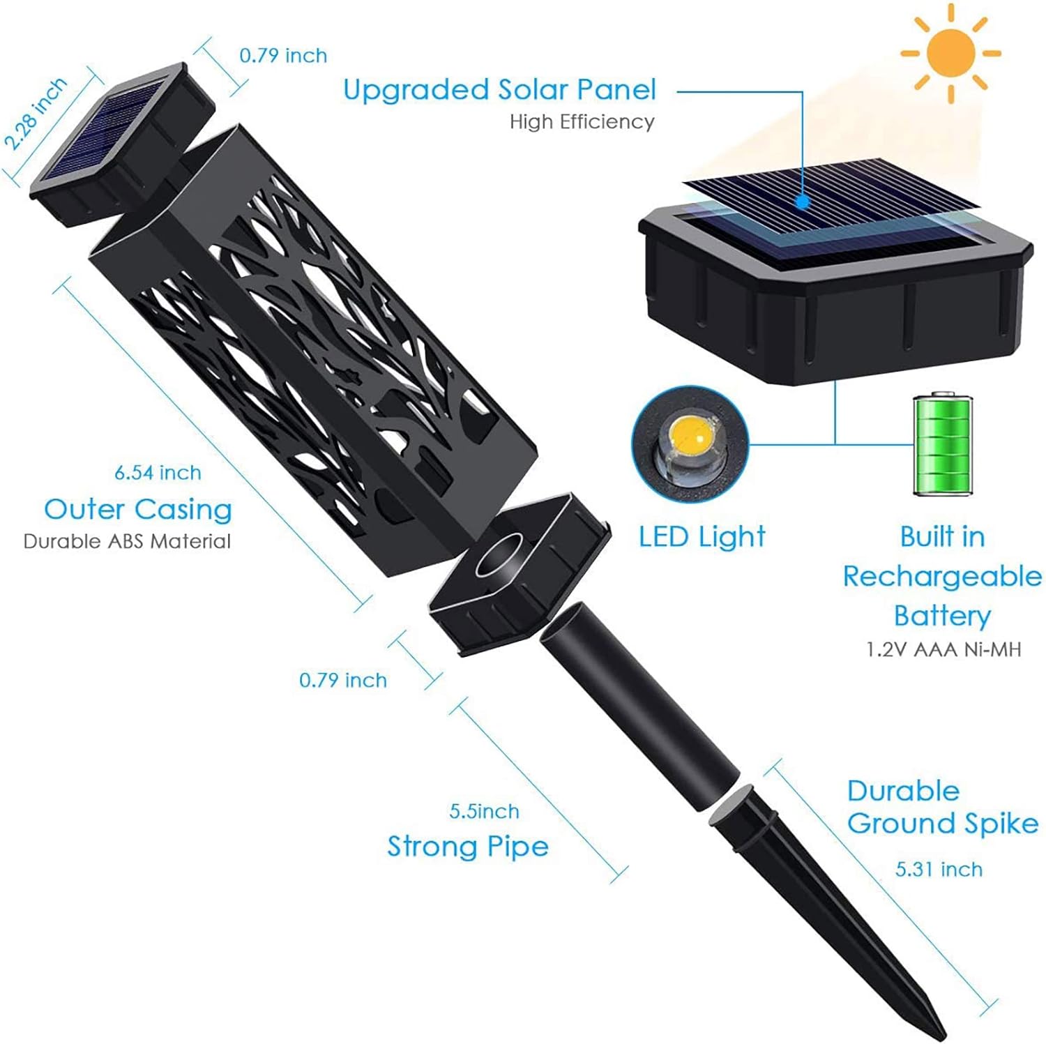 Detalle 2 de WdtPro Solar Lights Outdoor Garden 6 Pack