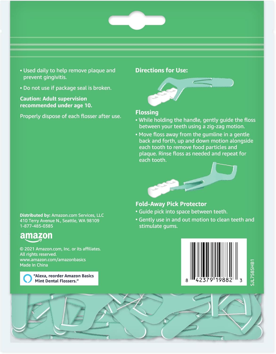 Thumbnail 1 de Amazon Basics Mint Dental Flossers (90 count) — slide-between comfort with a fold-away pick