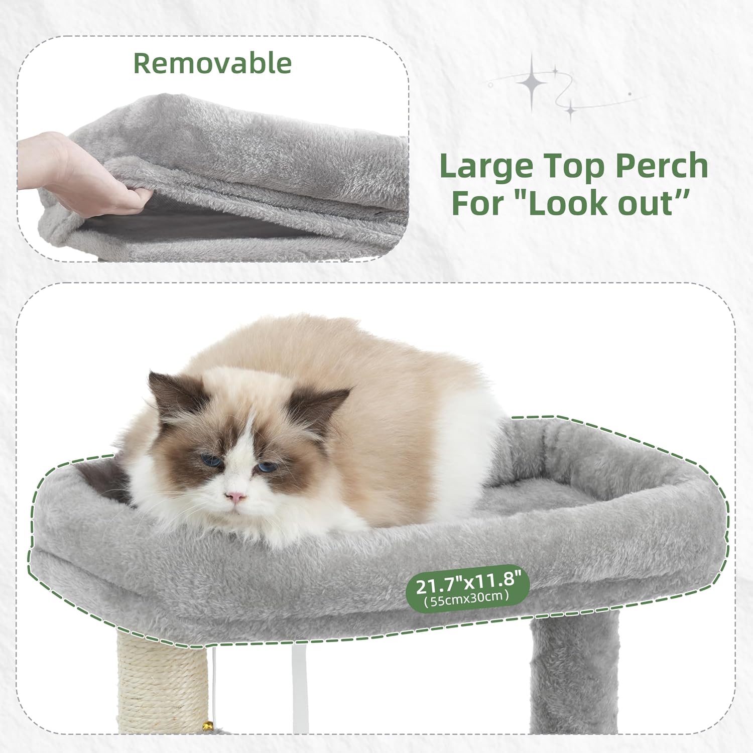Detalle de Gitelsnour GCT024W Cat Tree, 70.5-Inch Tower with Sisal, Hammock & Perch