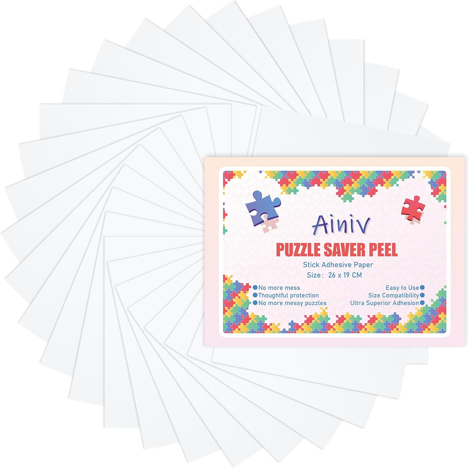 Ainiv Colle Puzzle : 32 feuilles adhésives transparentes (PET) pour préserver 4×1000 pièces
