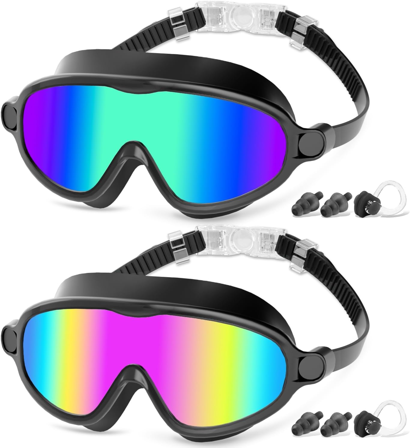 COOLOO Kids Swimming Goggles (2 Pack) – Wide Vision, Anti-Fog, UV Protection for 4–14 Year Olds