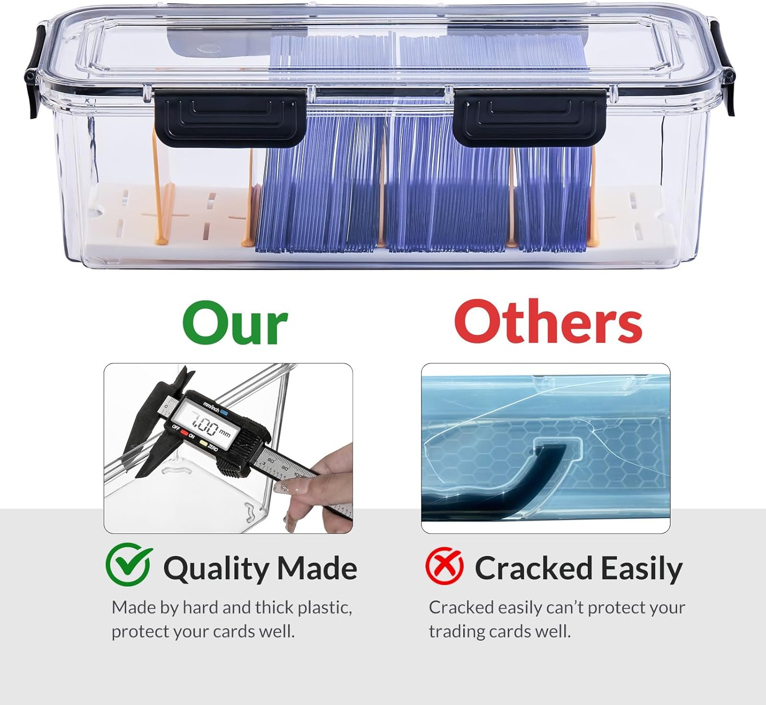Thumbnail 5 de DEEIF Toploader Storage Box – 2-Pack, 165 Toploaders per Box, Clear 6-Latch Card Case with 5 Dividers