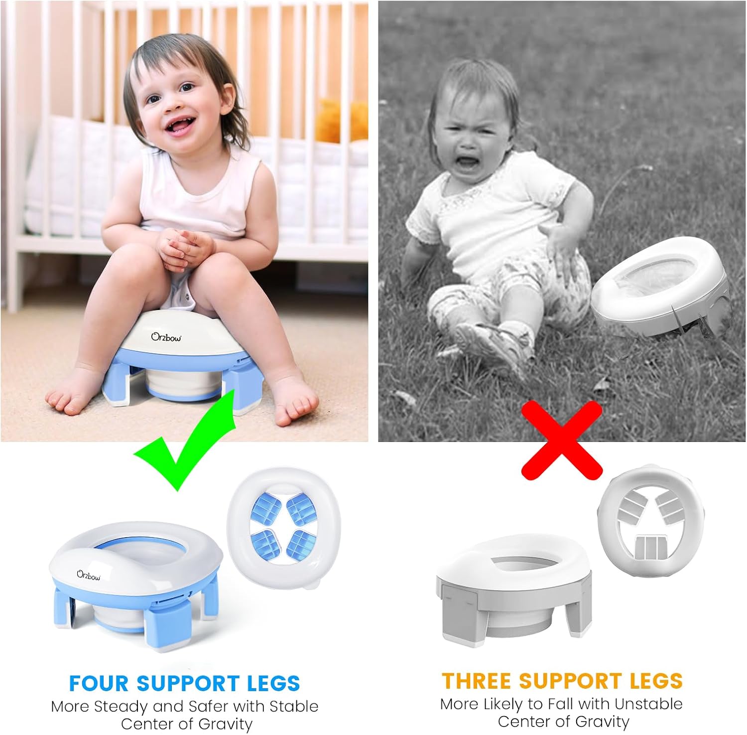 Thumbnail 4 de Orzbow Vasino Portatile per Bambini da Viaggio 3 in 1: stabilità, igiene e praticità per uso interno ed esterno