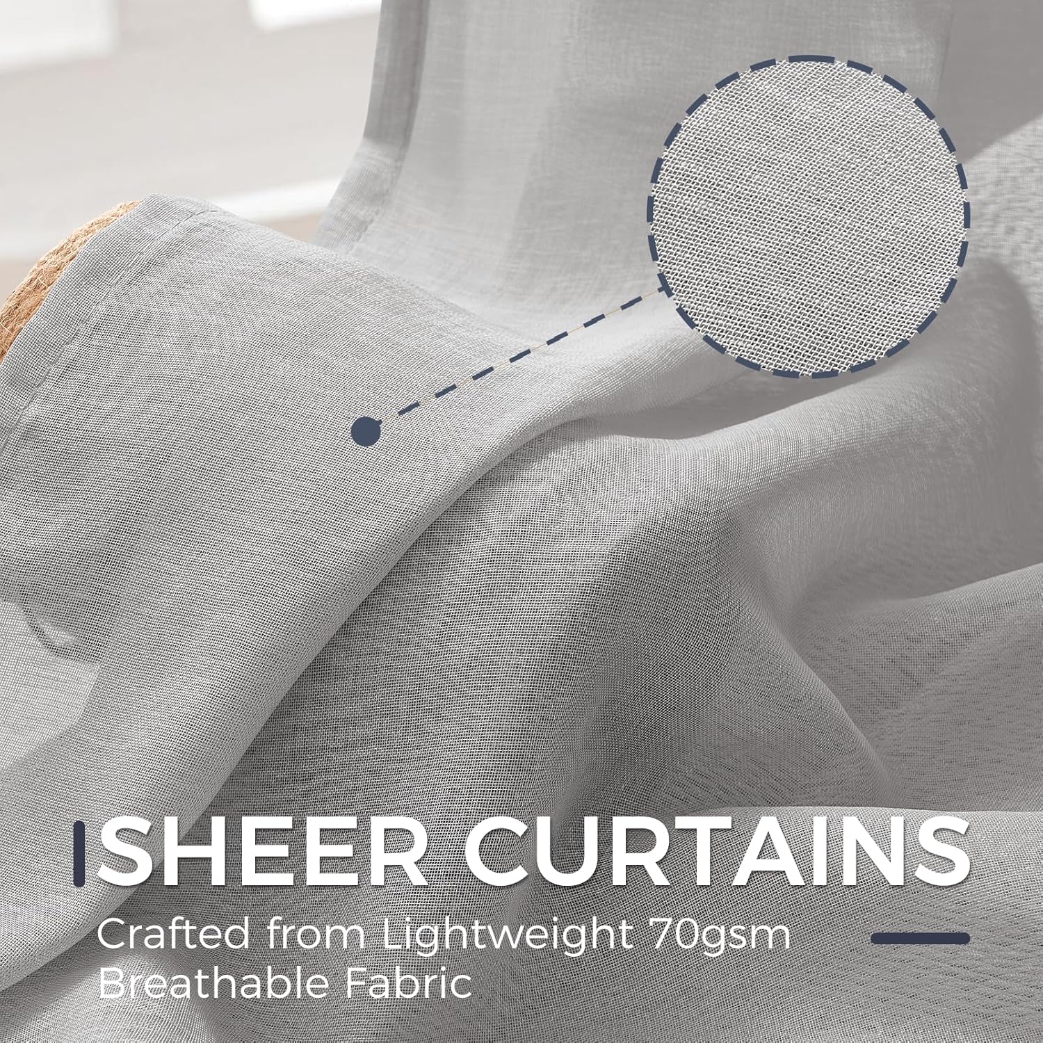 Thumbnail 2 de MRTREES Grey Net Curtains for Windows (2 Panels, 46 x 54 Inch) – Voile Rod Pocket Sheers