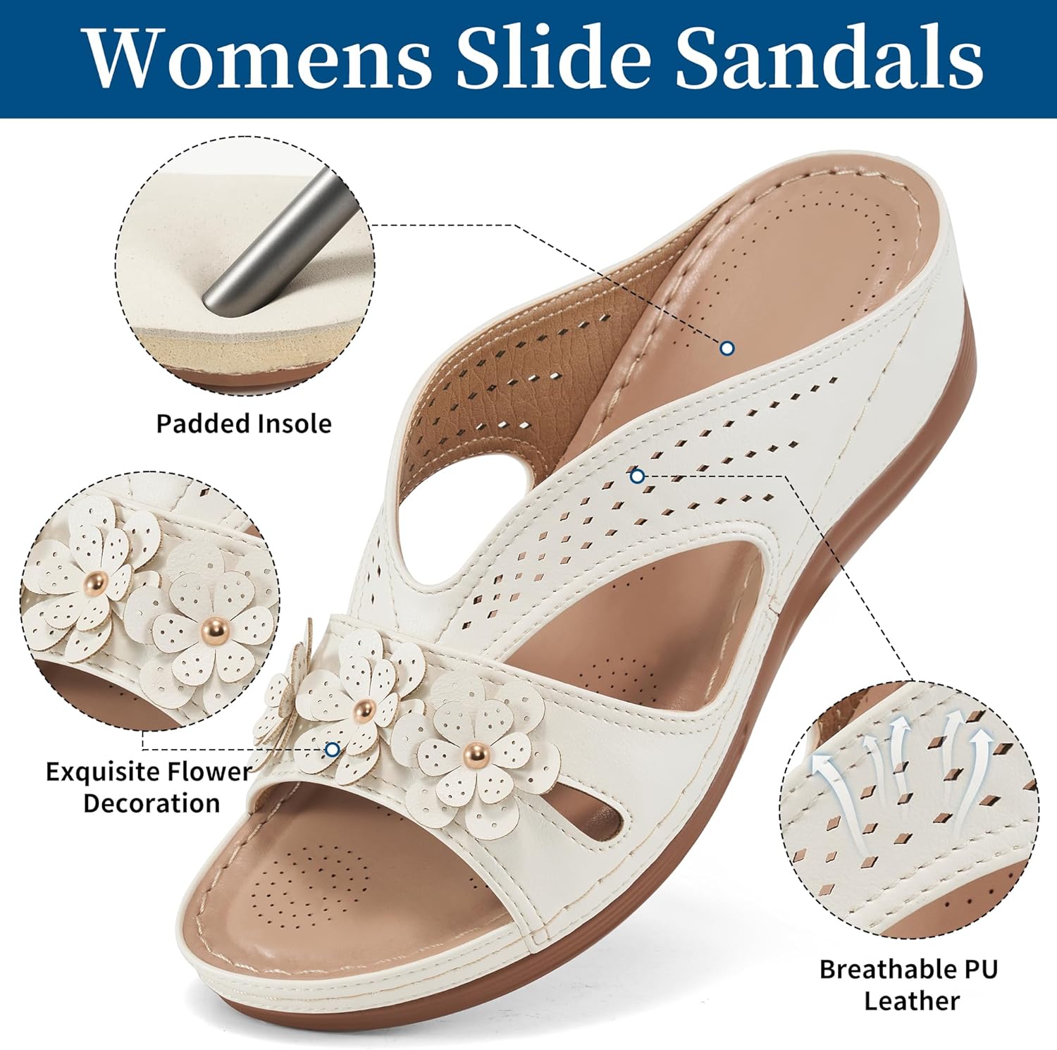 Thumbnail 3 de Ecetana Women’s Wedge Slip-On Sandals with Memory Foam Platform Comfort