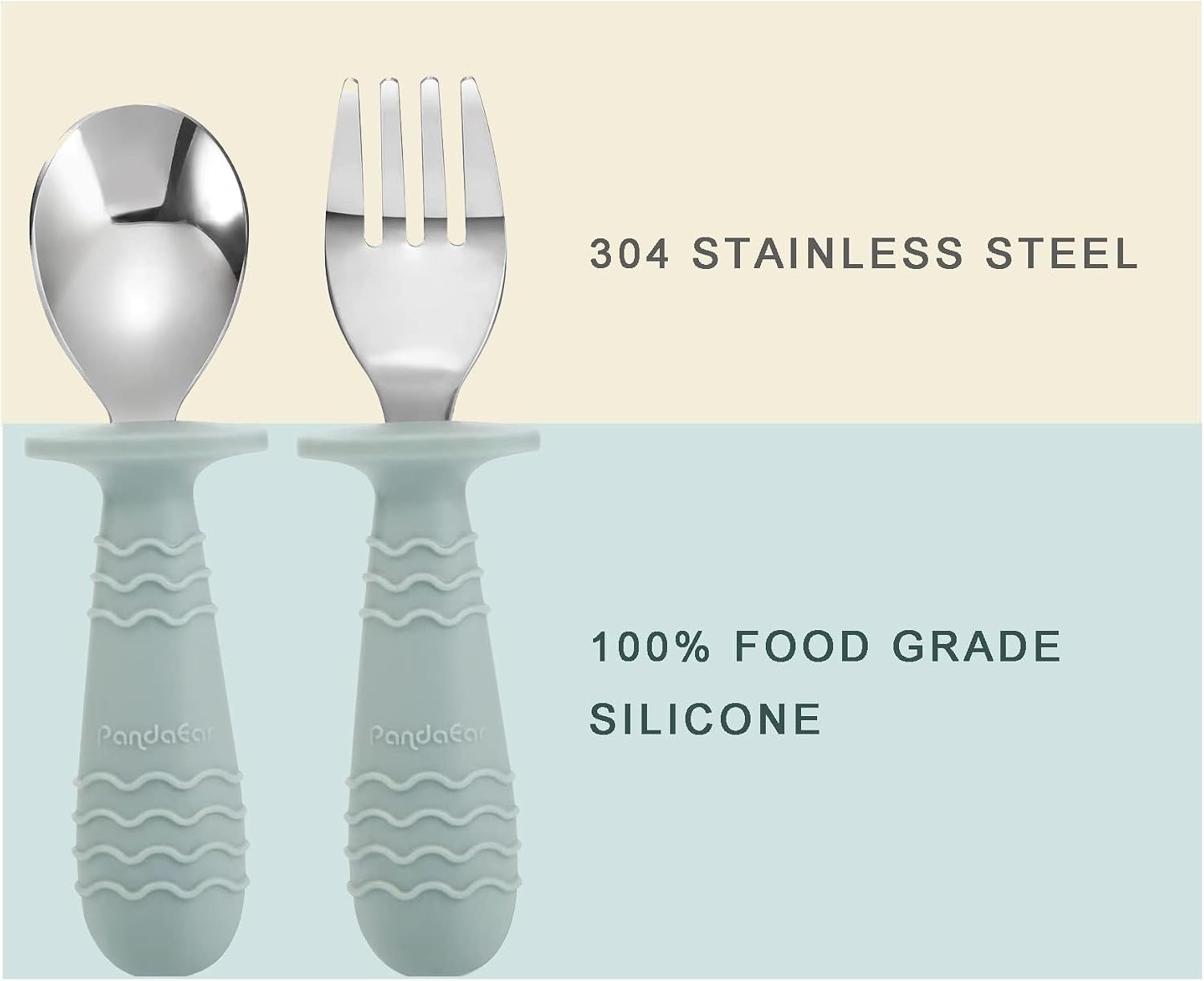 Detalle 2 de PandaEar Baby Spoon Fork babybestek, zesdelige set met afgeronde lepels en vorken