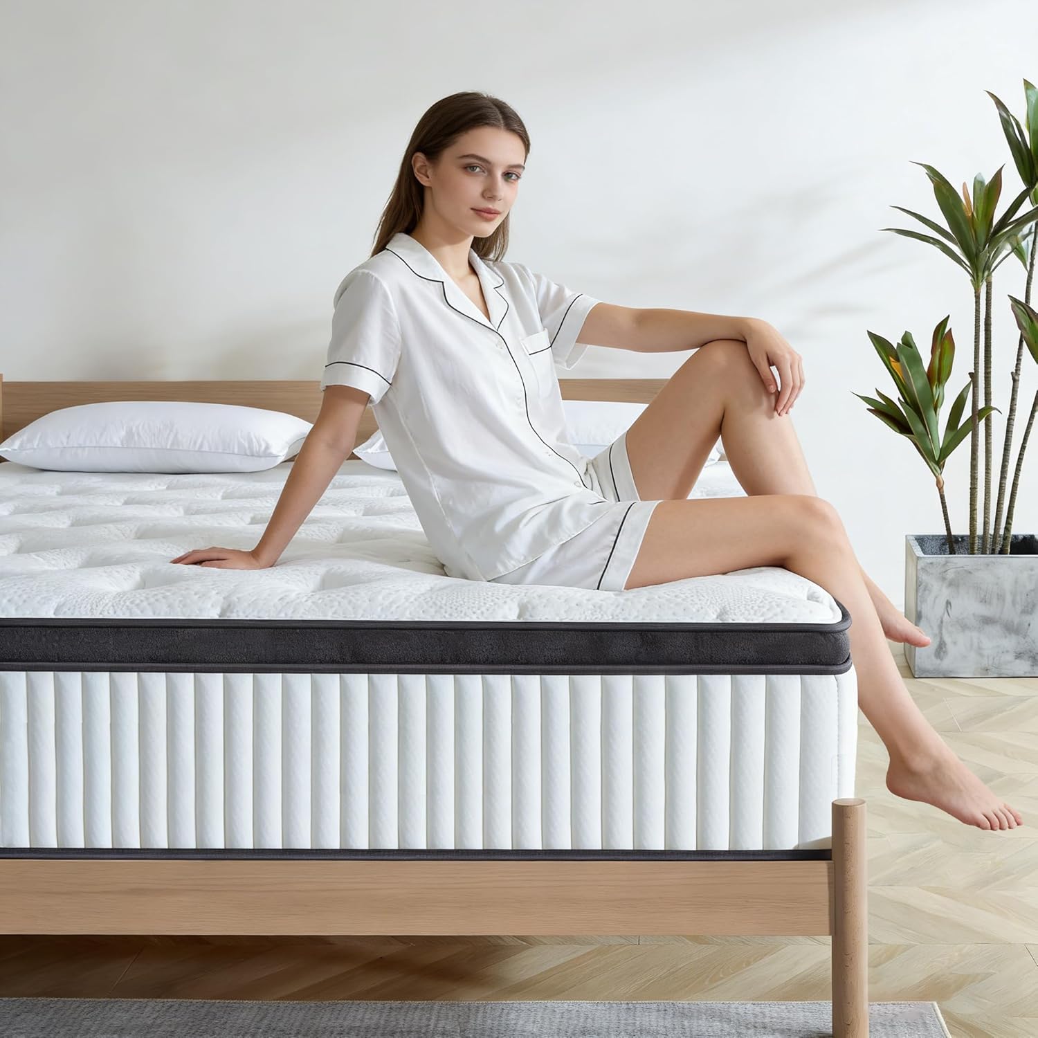 Detalle de Naruchu Full Mattress, 12-Inch Hybrid with Memory Foam and Pocket Springs