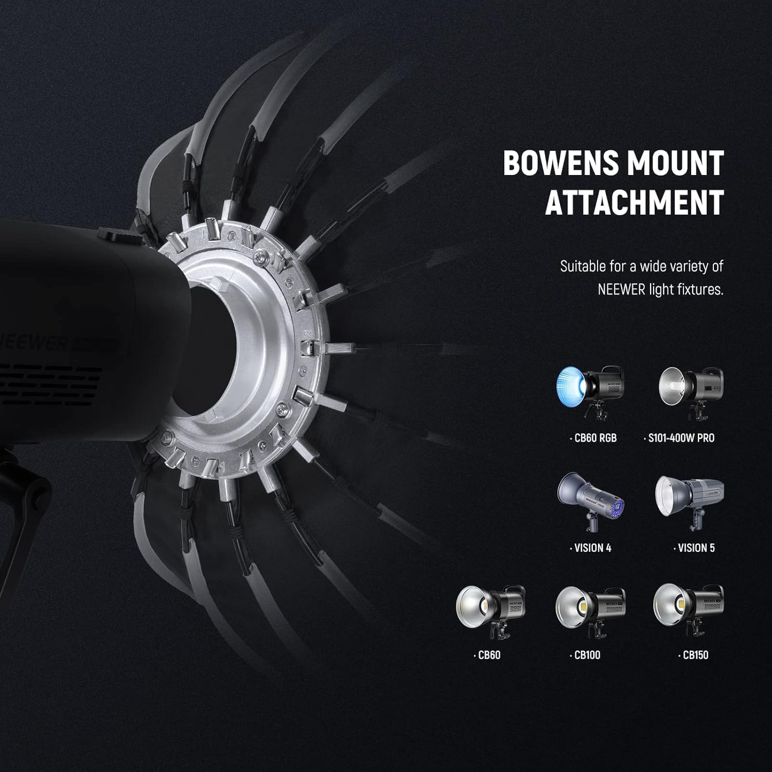 Thumbnail 4 de NEEWER Basics Parabolic Softbox Kit, 26"/65cm Bowens Mount — Lightweight, Portable Studio Lighting