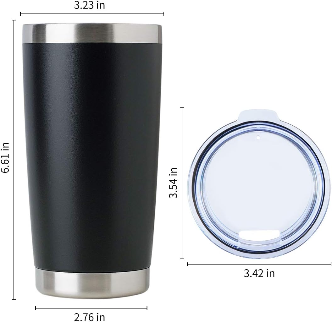Thumbnail 4 de DOMICARE 20oz Stainless Steel Tumbler Bulk with Lid (12 Pack) - Double Wall Vacuum Insulated, Powder Black