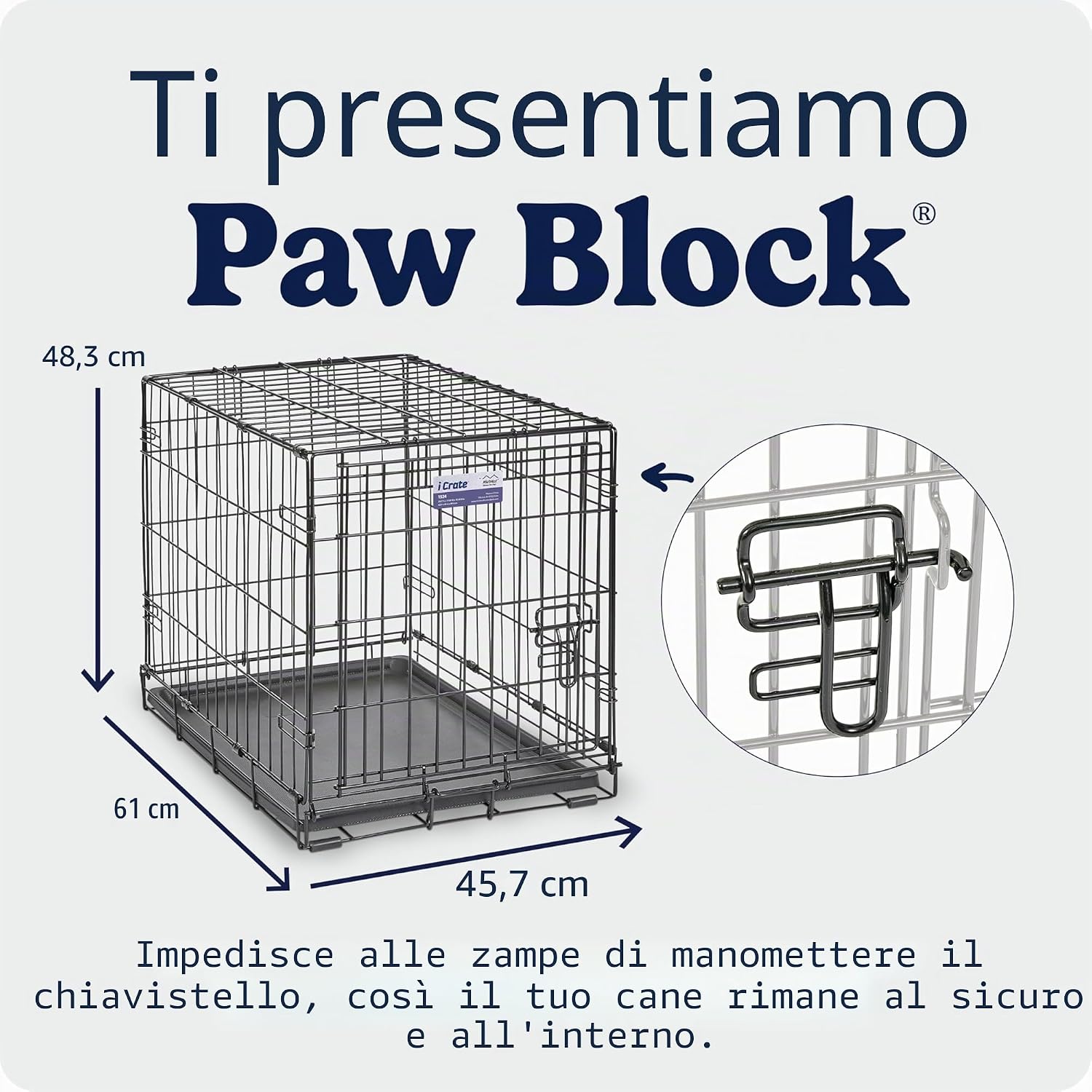 Detalle de MidWest Homes for Pets iCrate a porta singola 60,96 cm – Gabbia per cani XS mod. 1524