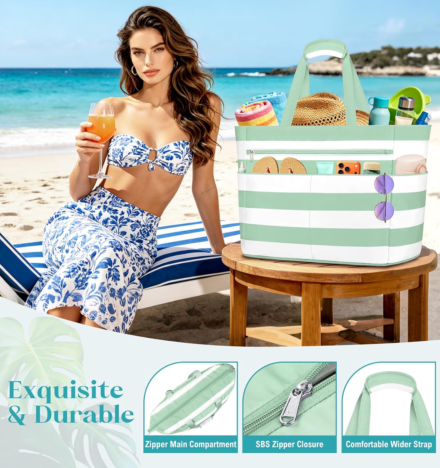 Thumbnail 3 de ENONEO Bolsa de Playa Grande XXL con Cremallera: versátil, impermeable y práctica para toda la familia
