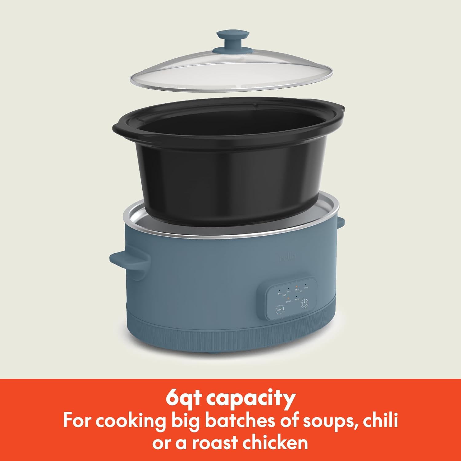 Detalle 2 de Bella 6.0 Qt Programmable Slow Cooker with EverGood Ceramic Nonstick Coating