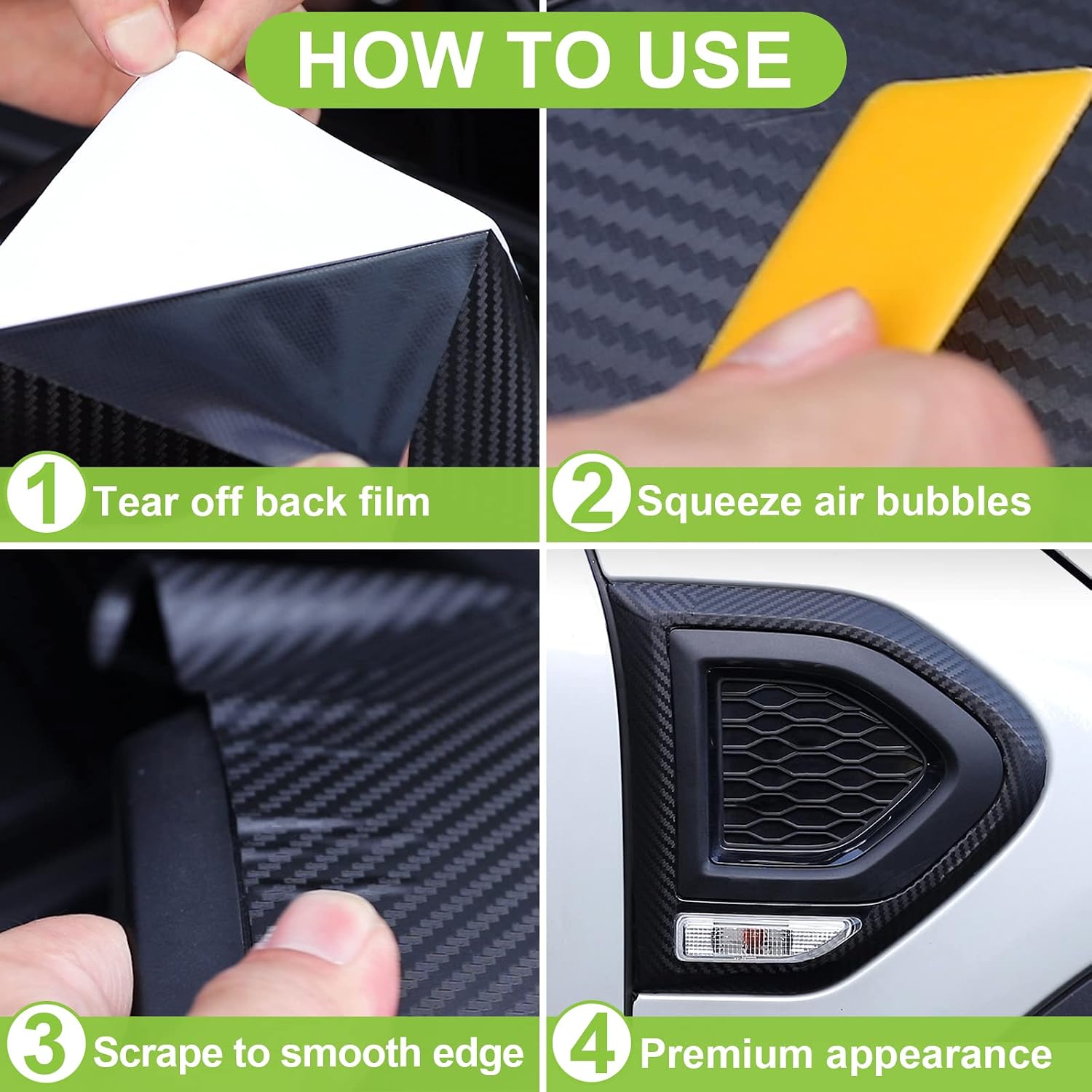 Thumbnail 6 de Spurtar Carbon Fibre Vinyl Tape 5 cm x 6M – Chrome Black Dry Carbon Fibre Detailing Wrap