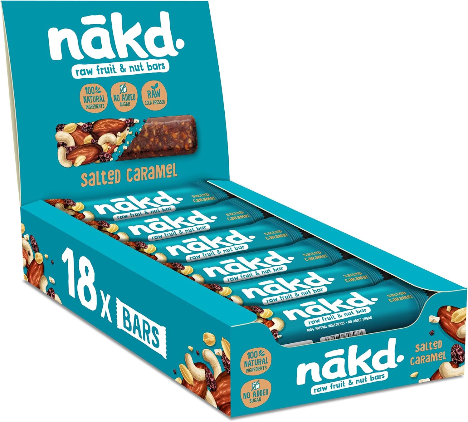 Detalle 2 de Nākd. Caramello Salato – Barrette crude di frutta e frutta secca, 100% naturali e vegan