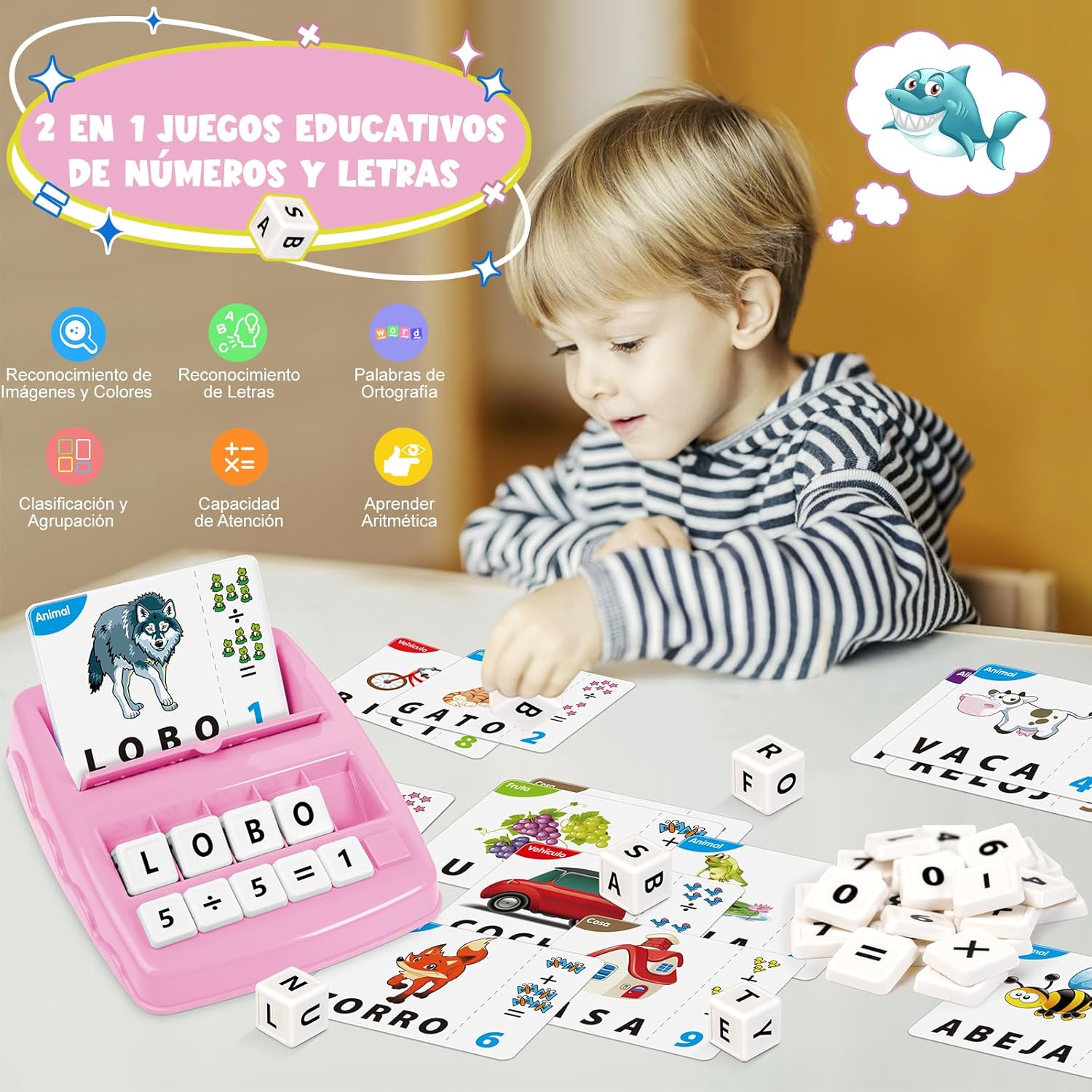 Detalle 2 de Joozmui Juegos Educativos 2 en 1 para niños 3-8 años