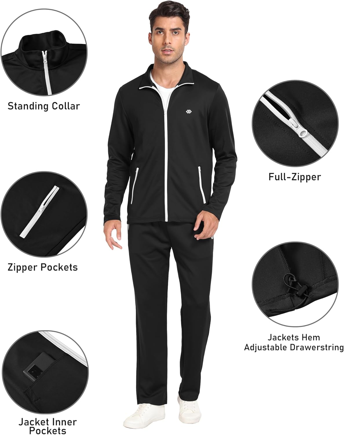 Thumbnail 3 de AjezMax Survêtement homme à manches longues - Veste et pantalon léger, couleur unie