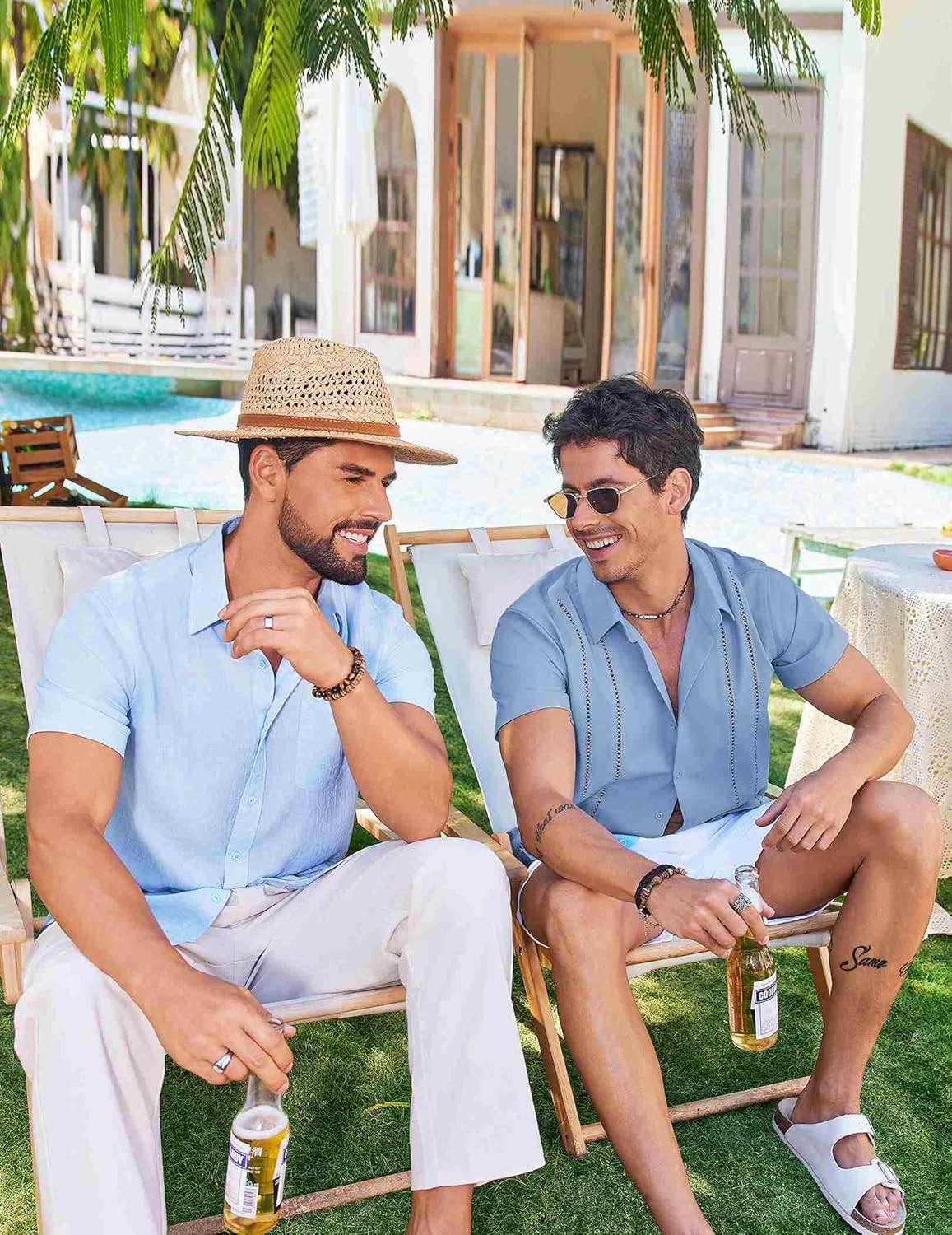 Thumbnail 1 de COOFANDY Men’s Cuban Guayabera Shirt (Short Sleeve Button-Down) for Summer