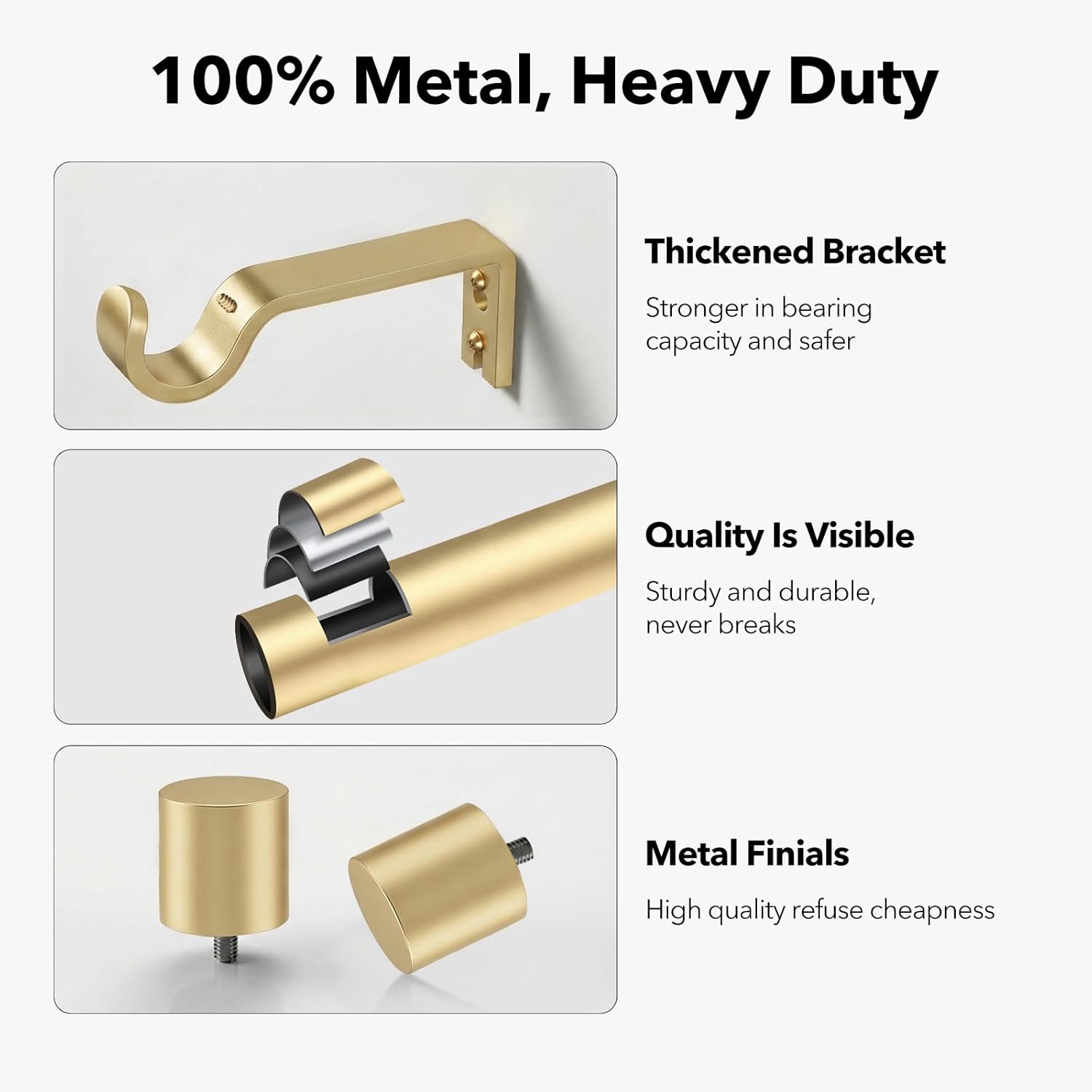 Thumbnail 5 de IFELS Heavy Duty Curtain Rods 66–120 in 🪟