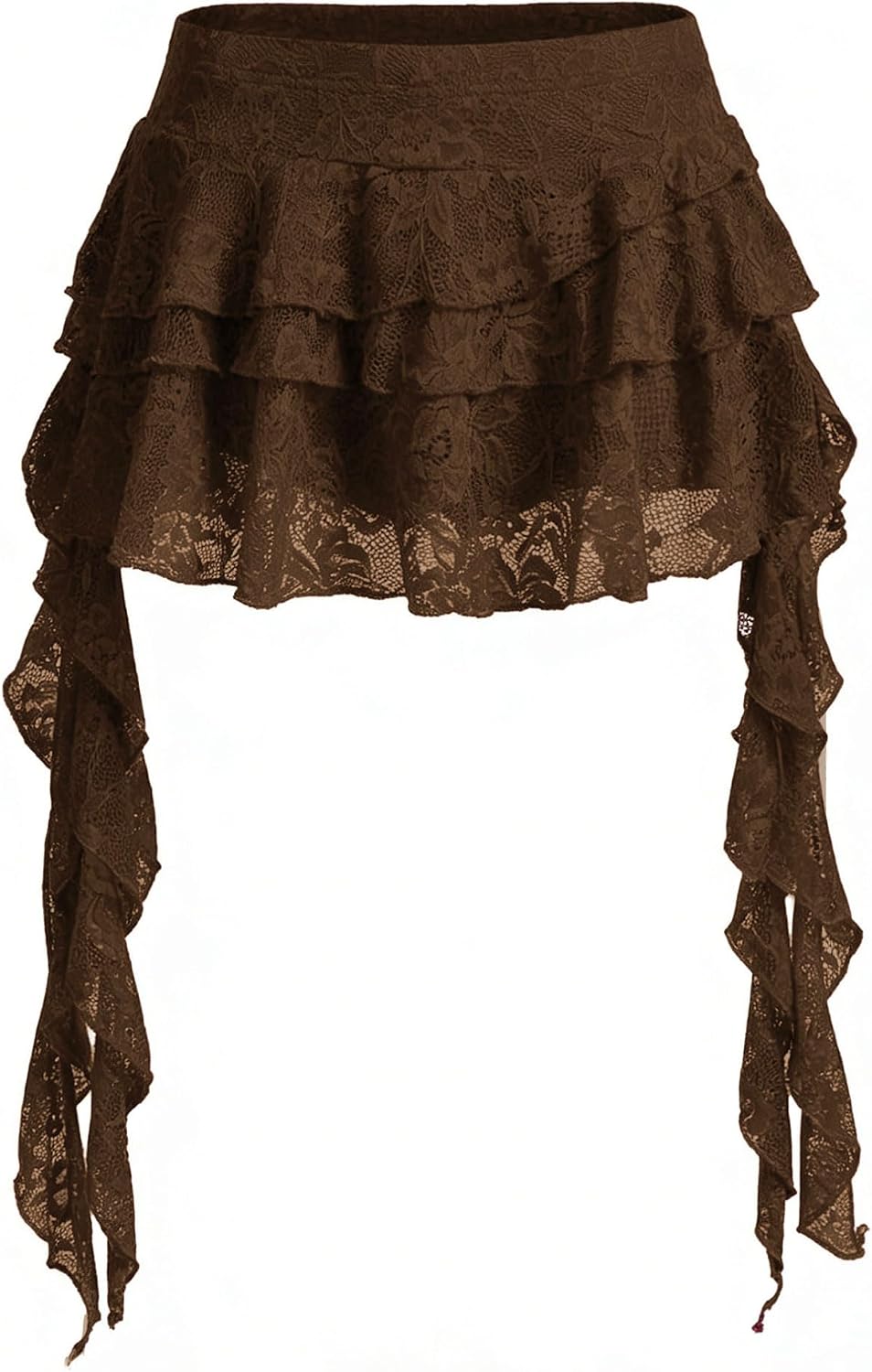 Detalle de Women's Y2K Mini Skirt Ruffle Lace Mesh Asymmetrical Flowy Short Skort