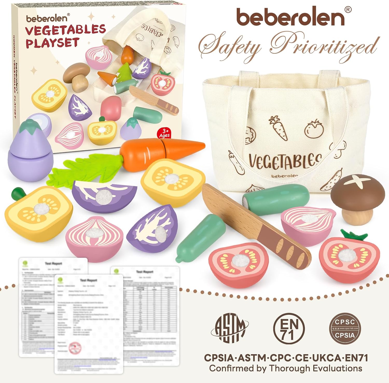 Thumbnail 6 de Beberolen Kinderküche Zubehör aus Holz – Obst & Gemüse Set mit Tragetasche