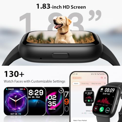Detalle de Cillso Smartwatch Damen/Herren mit Alexa, 1,83" HD Display, Fitness Tracker
