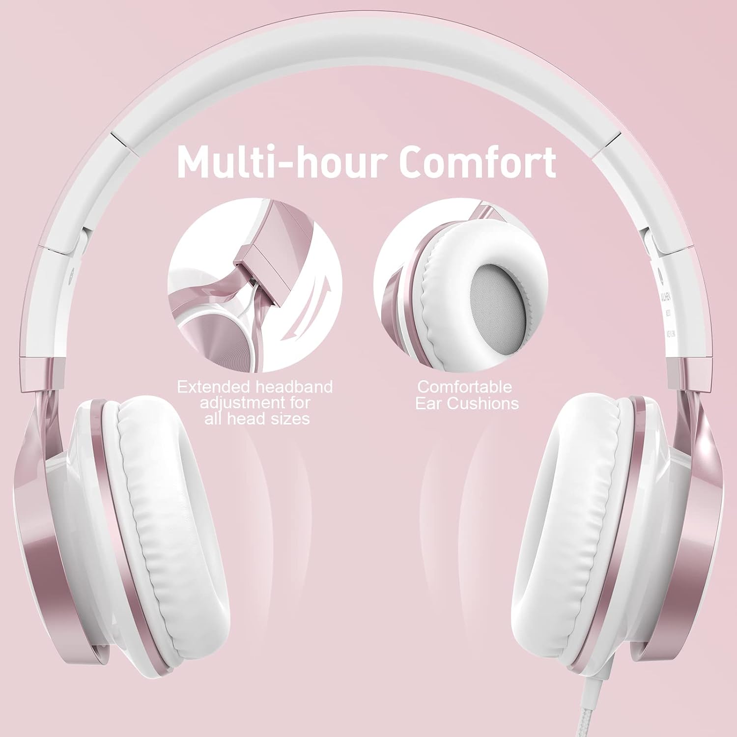 Thumbnail 6 de AILIHEN Wired Headphones with Mic for Kids and Teens (Rose Gold)