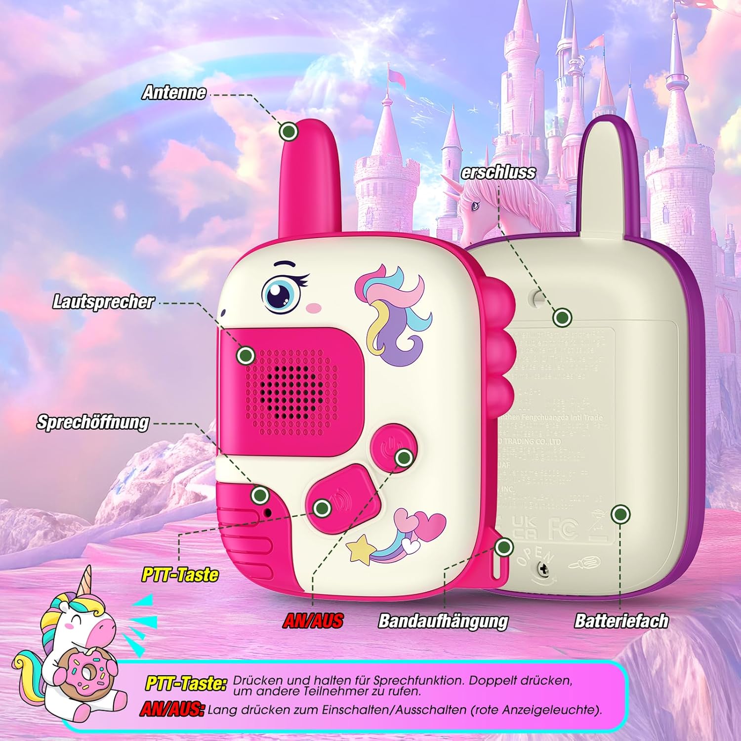Thumbnail 2 de Wootoyz Walkie Talkies for Kids – Unicorn & Dinosaur Toys for 3–7 Year Old Girls