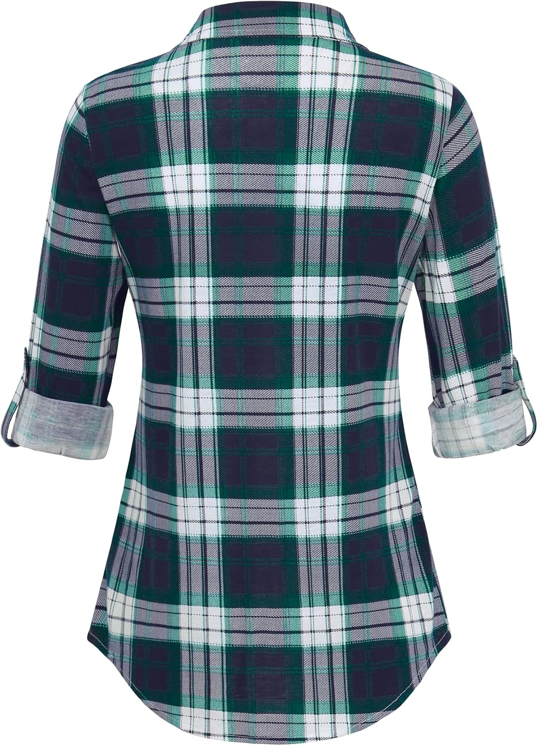 Thumbnail 2 de DJT Damen Bluse Kariert Langarm Roll-Up
