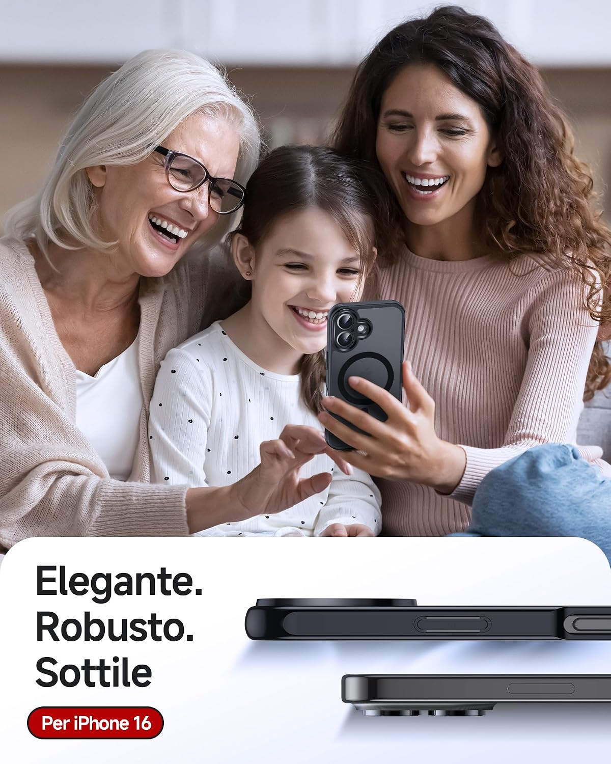 Thumbnail 6 de LeYi Cover Magnetica per iPhone 16 6,1'' con 2 Pellicole in Vetro Temperato – Nero