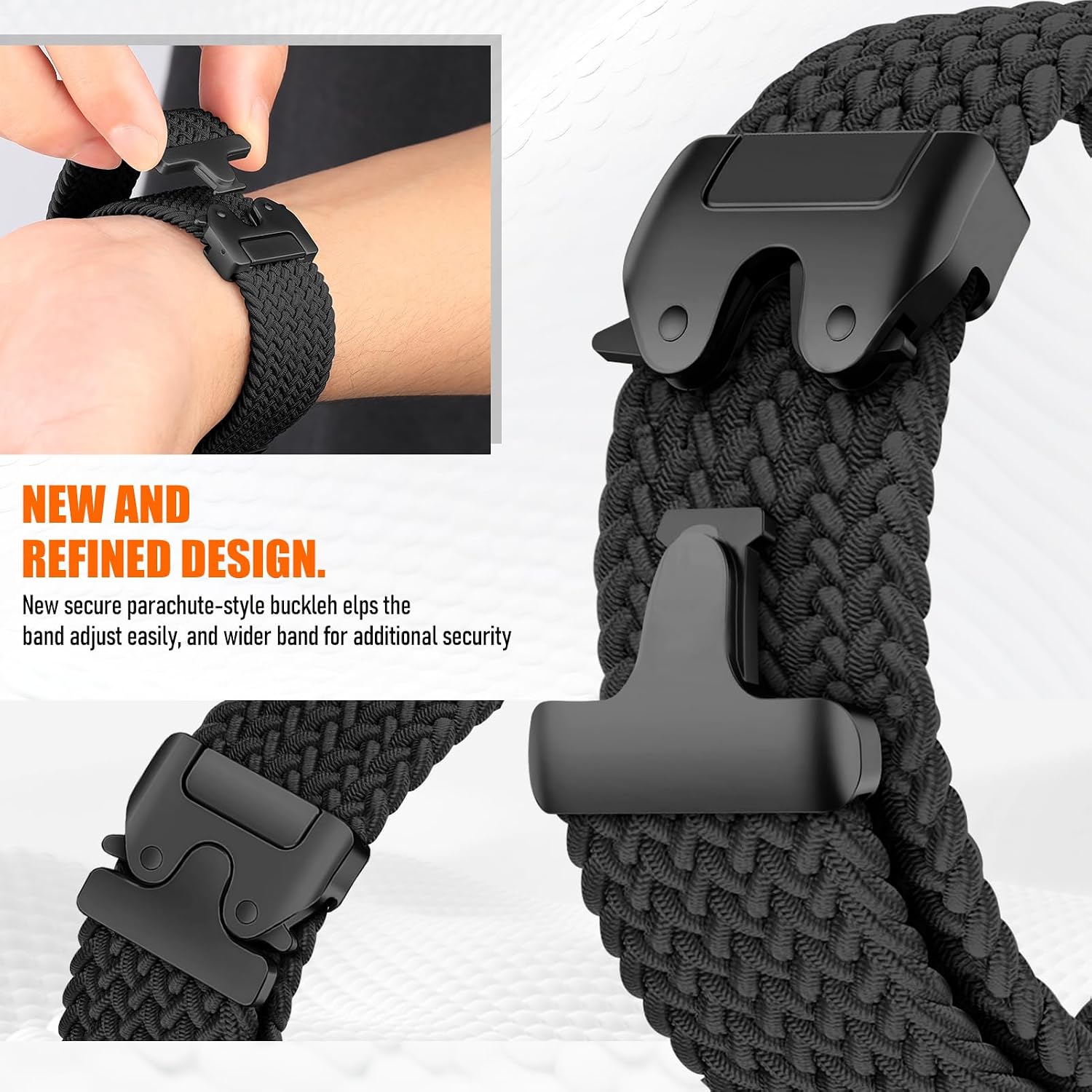 Detalle de SOLOLUP 3 Pack Braided Nylon Straps for Samsung Galaxy Watch 8/8 Classic (40mm/44mm/46mm) – One-Click, No Gap Parachute Buckle