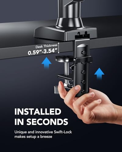 Thumbnail 6 de HUANUO Soporte Monitor Escritorio para 13–32 pulgadas con Brazo Ergonómico, C‑Clamp o Grommet, 360° de Rotación y Altura Ajustable