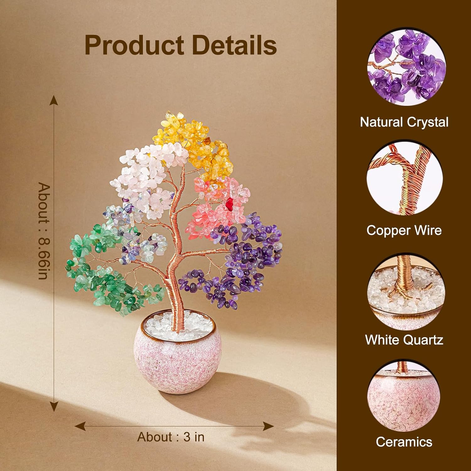 Detalle 2 de Crystal Tree of Life Chakra Healing Crystal: Handmade Home Decor