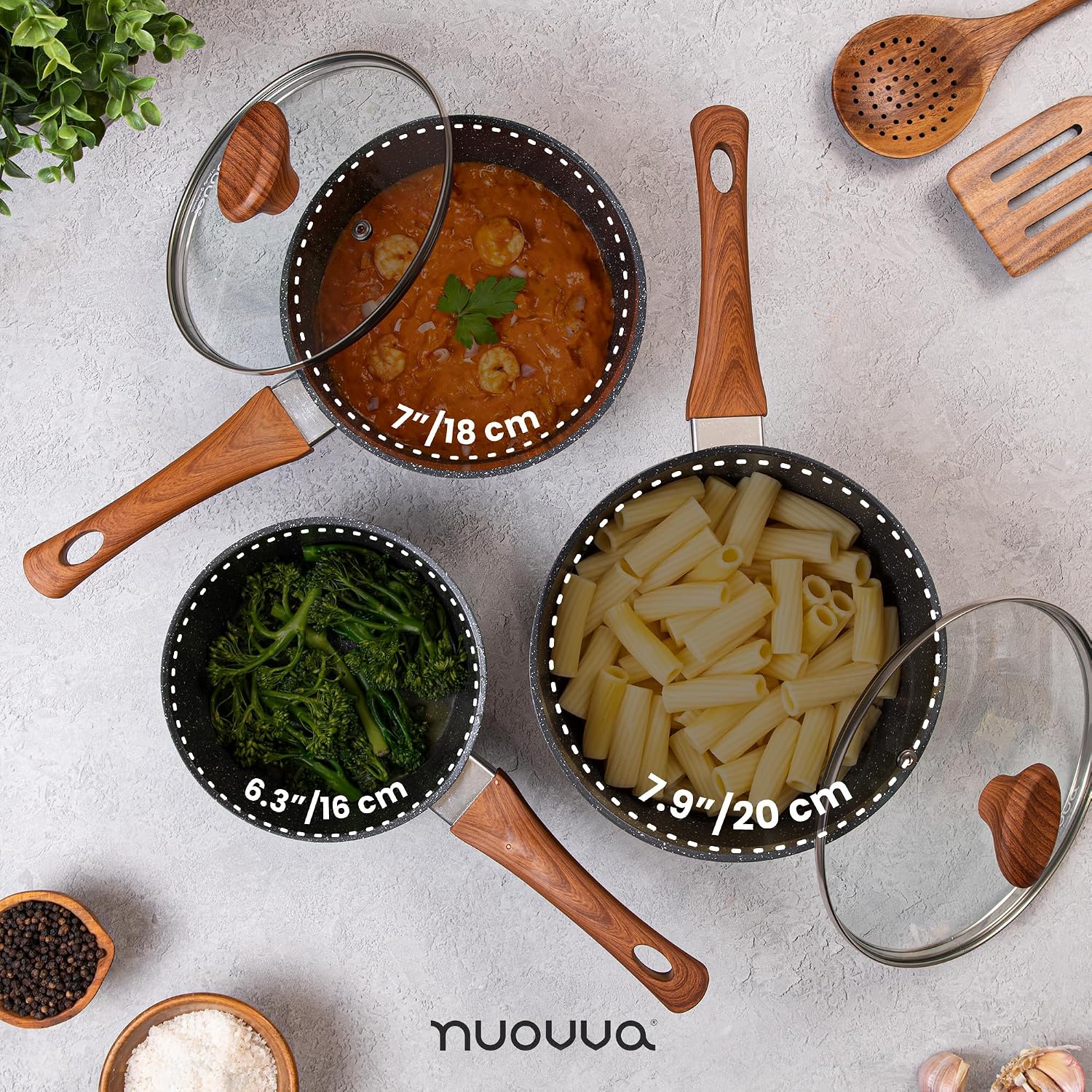 Thumbnail 5 de Nuovva Non Stick Saucepan Set 3pcs