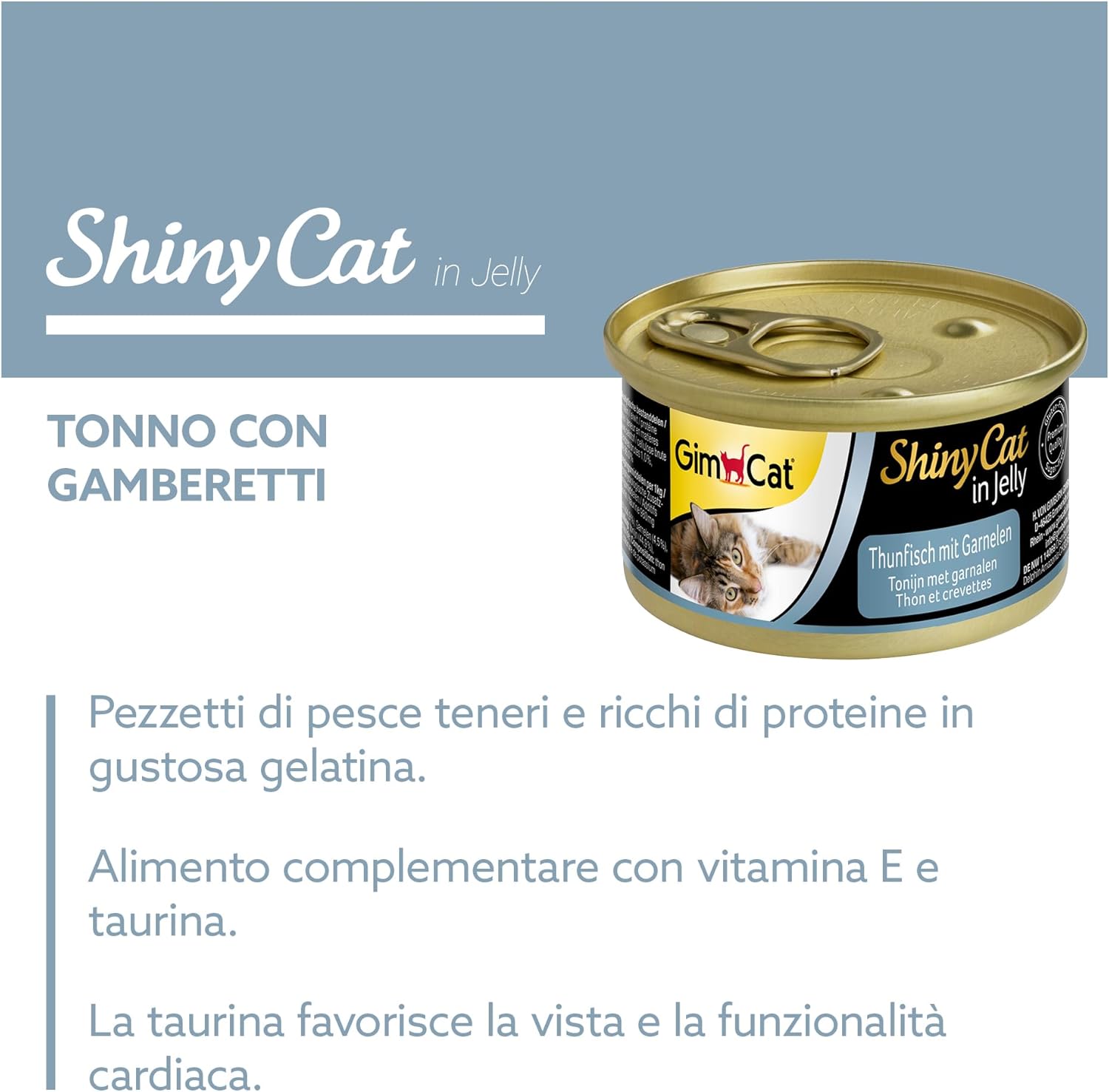 Detalle de GimCat ShinyCat in gelatina tonno e gamberetti – 24 x 70 g, cibo umido in gelatina per gatti adulti